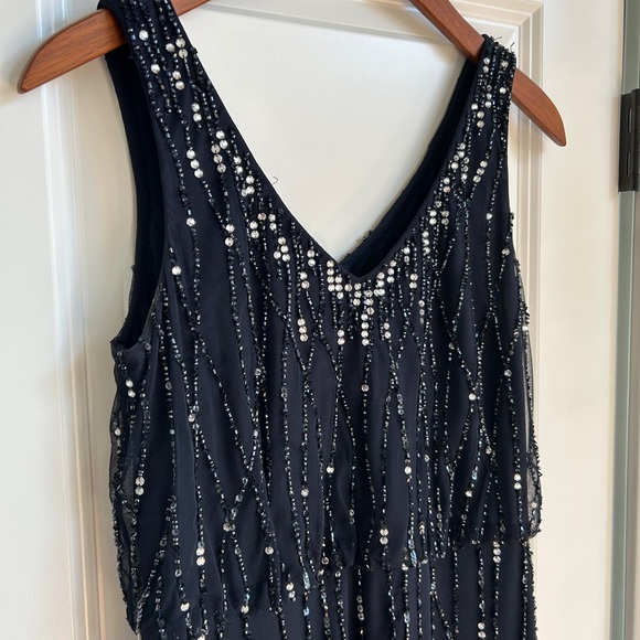 NWT Adrianna Papell sleeveless beaded gown in midnight - Picture 3 of 6